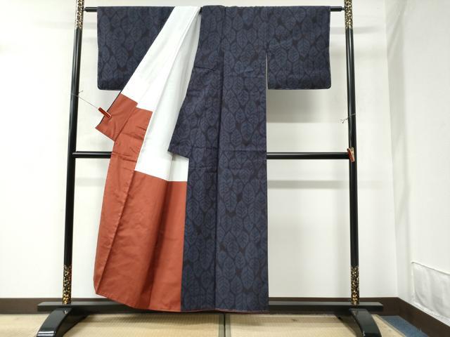 平和屋着物●結城紬　80亀甲　舞葉文　正絹　逸品　未使用　CAAW7348yc