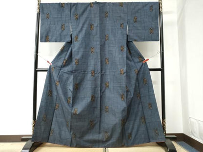 平和屋着物●本場大島紬　7マルキ　短冊重ね吉祥花文　正絹　逸品　CAAW7352yc