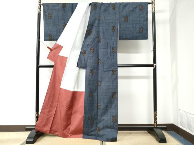 平和屋着物●本場大島紬　7マルキ　短冊重ね吉祥花文　正絹　逸品　CAAW7352yc