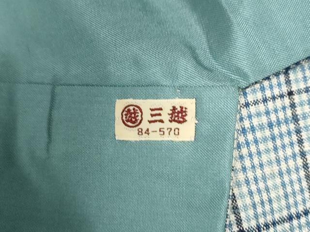 平和屋着物●訪問着　紬地　格子柄　三越扱い　正絹　逸品　CAAW7362yc