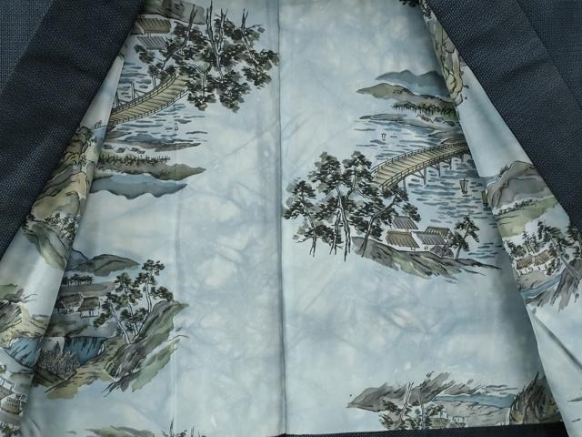 平和屋着物●男性 本場大島紬 アンサンブル 100亀甲 総詰め 正絹 逸品 CAAW7370yc