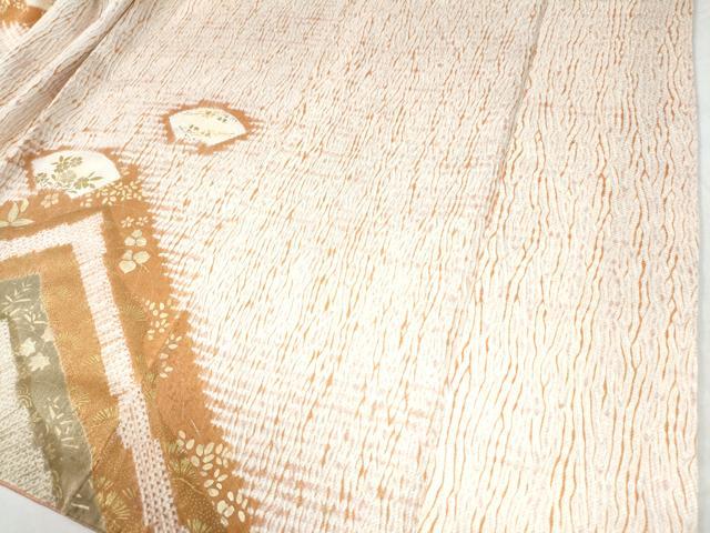 平和屋着物●訪問着　刺繍　杢目絞り　籬地紙草花文　金彩　正絹　逸品　CAAW7377yc