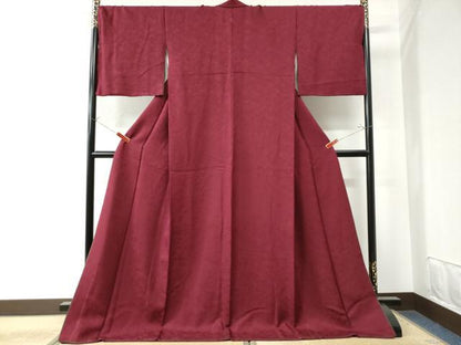 平和屋着物●上質な色無地　草花尽くし地紋　葡萄色　やまと誂製　正絹　逸品　CAAW7378yc