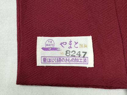 平和屋着物●上質な色無地　草花尽くし地紋　葡萄色　やまと誂製　正絹　逸品　CAAW7378yc