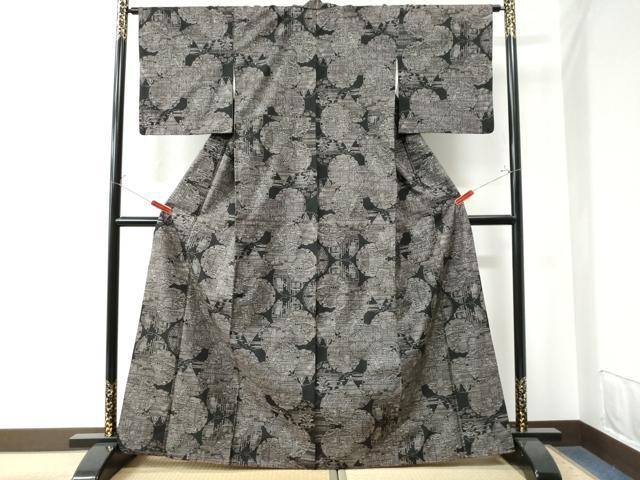 平和屋着物●本場大島紬　9マルキ　雪輪風景文　正絹　逸品　CAAW7384yc