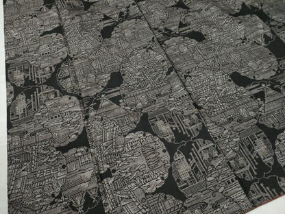 平和屋着物●本場大島紬　9マルキ　雪輪風景文　正絹　逸品　CAAW7384yc