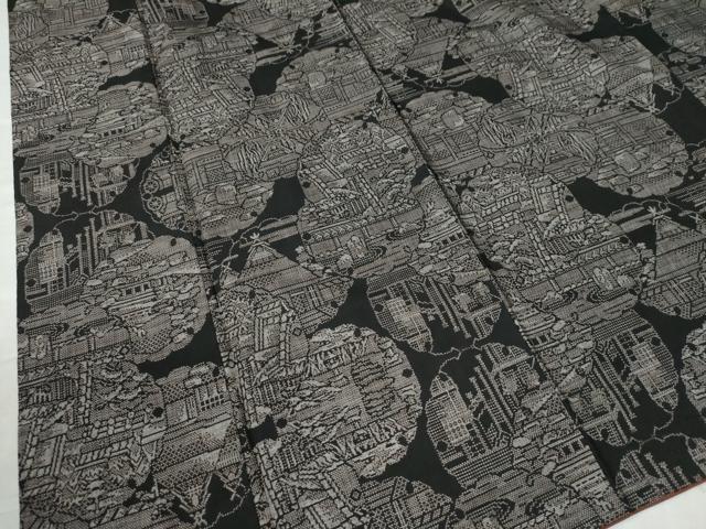 平和屋着物●本場大島紬　9マルキ　雪輪風景文　正絹　逸品　CAAW7384yc