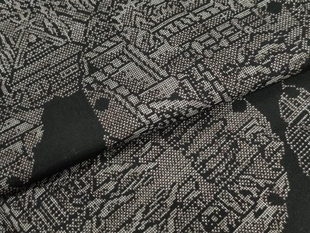 平和屋着物●本場大島紬　9マルキ　雪輪風景文　正絹　逸品　CAAW7384yc