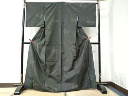 平和屋着物●本場大島紬 麻の葉枝花文 正絹 逸品 CAAW7393yc