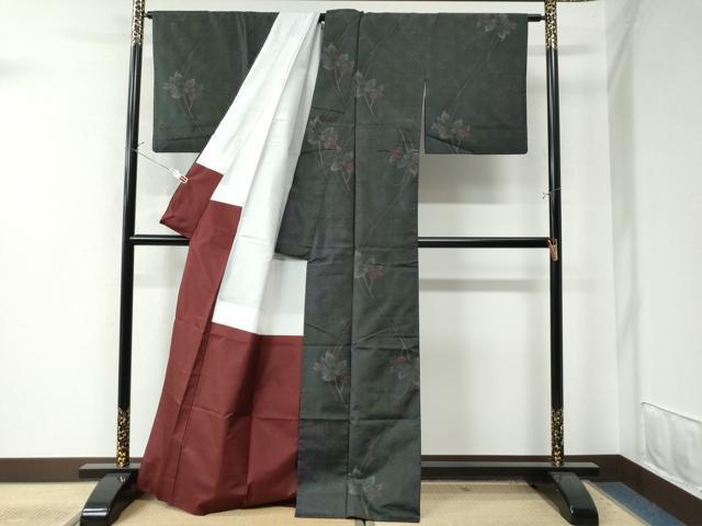 平和屋着物●本場大島紬 麻の葉枝花文 正絹 逸品 CAAW7393yc