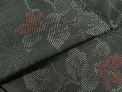 平和屋着物●本場大島紬 麻の葉枝花文 正絹 逸品 CAAW7393yc