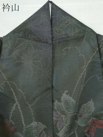 平和屋着物●本場大島紬 麻の葉枝花文 正絹 逸品 CAAW7393yc