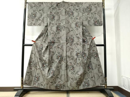 平和屋着物●本場大島紬 9マルキ 枝花文 正絹 逸品 CAAW7402yc