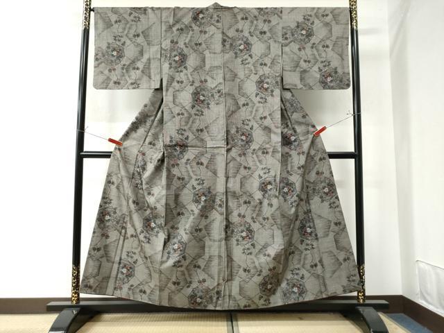 平和屋着物●本場大島紬 9マルキ 枝花文 正絹 逸品 CAAW7402yc