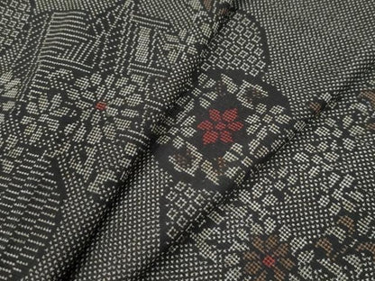平和屋着物●本場大島紬　7マルキ　草花吉祥丸文　正絹　逸品　CAAW7423yc