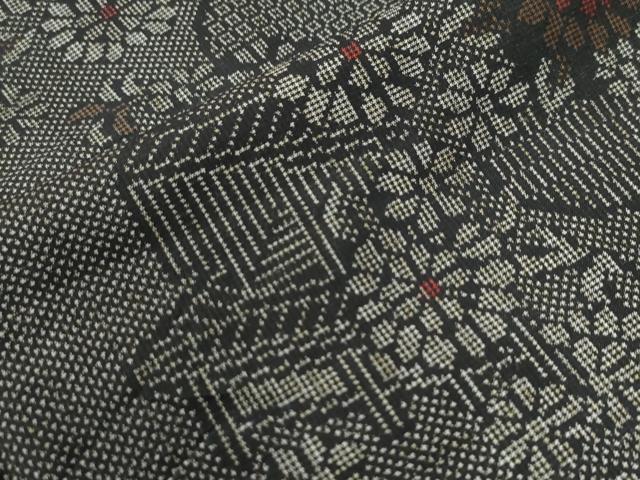 平和屋着物●本場大島紬　7マルキ　草花吉祥丸文　正絹　逸品　CAAW7423yc