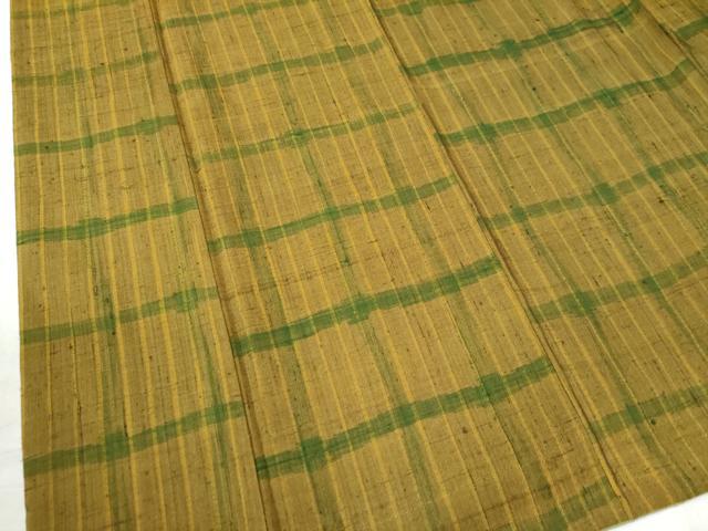 平和屋着物●上質な紬 変わり格子 やまと誂製 正絹 逸品 CAAW7434yc