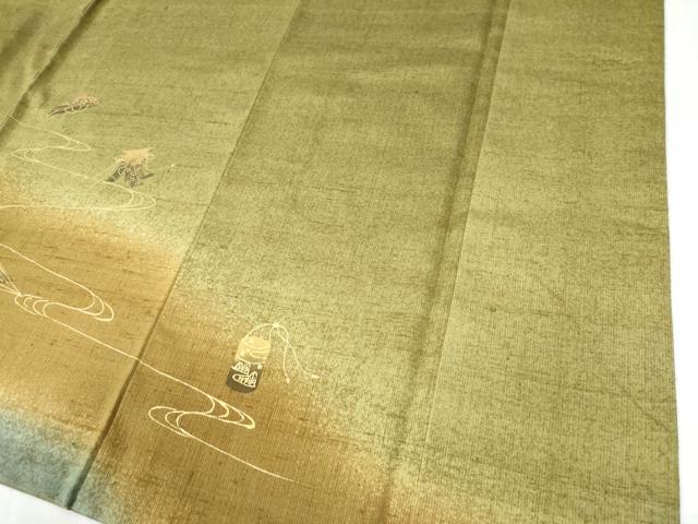 平和屋着物●訪問着 紬地 鏡裏几帳扇文 金彩 正絹 逸品 CAAW7438yc