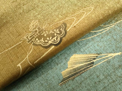 平和屋着物●訪問着 紬地 鏡裏几帳扇文 金彩 正絹 逸品 CAAW7438yc