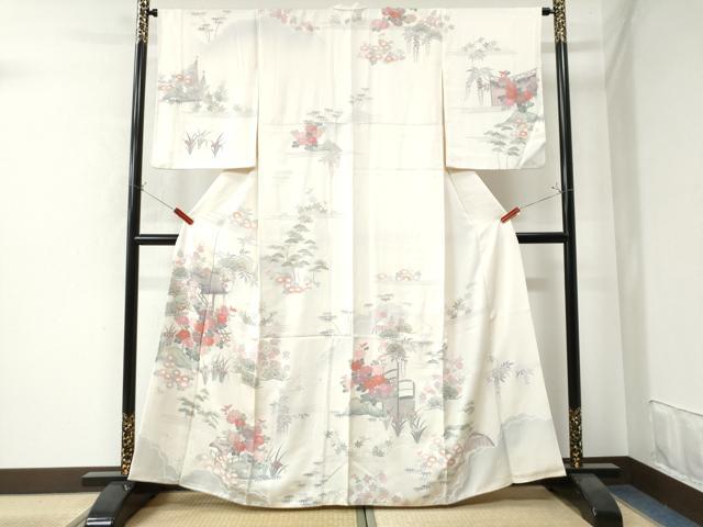 平和屋着物●訪問着 刺繍 霞風景花松文 金彩 正絹 逸品 CAAW7452yc