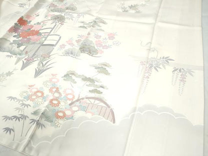 平和屋着物●訪問着 刺繍 霞風景花松文 金彩 正絹 逸品 CAAW7452yc