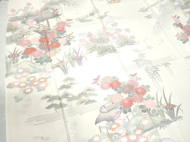 平和屋着物●訪問着 刺繍 霞風景花松文 金彩 正絹 逸品 CAAW7452yc