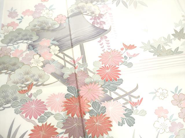 平和屋着物●訪問着 刺繍 霞風景花松文 金彩 正絹 逸品 CAAW7452yc