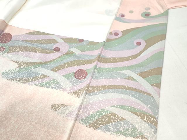 平和屋着物●訪問着　作家物　立波魚文　たたき染め　正絹　逸品　CAAW7455yc