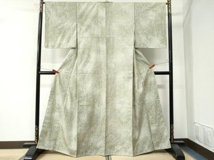 平和屋着物●上質な紬 舞葉文 たたき染め 正絹 逸品 未使用 CAAW7461yc