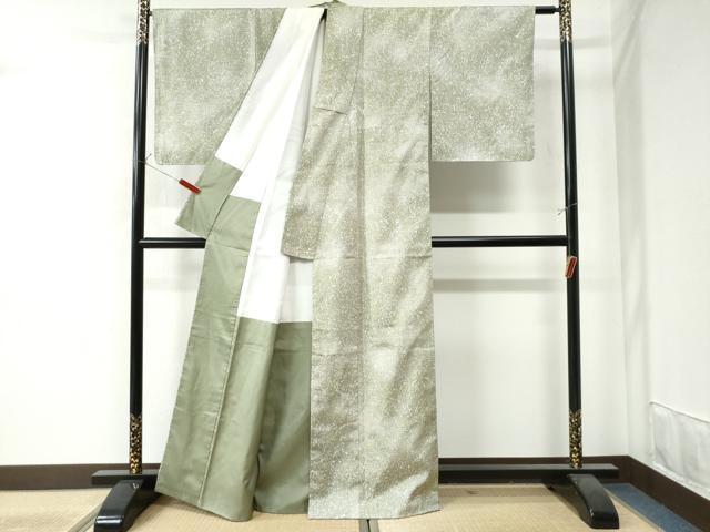 平和屋着物●上質な紬 舞葉文 たたき染め 正絹 逸品 未使用 CAAW7461yc