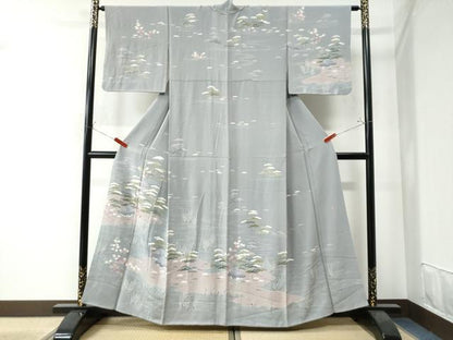 平和屋着物●訪問着 友禅 作家物 浜松風景文 暈し染め 正絹 逸品 CAAW7463yc