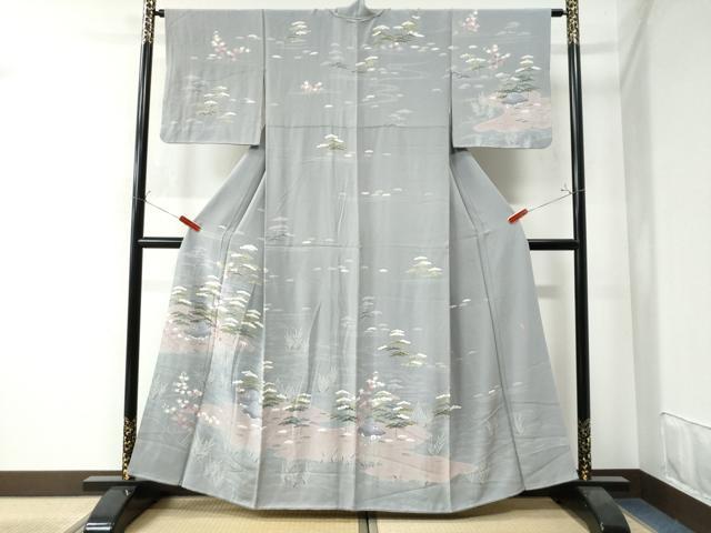 平和屋着物●訪問着 友禅 作家物 浜松風景文 暈し染め 正絹 逸品 CAAW7463yc