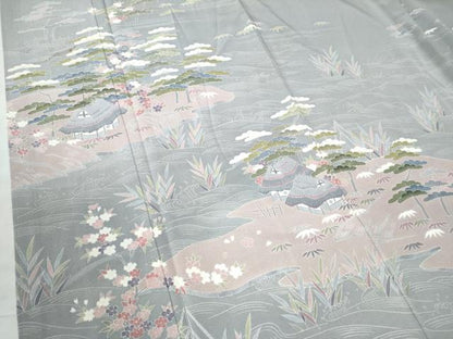 平和屋着物●訪問着 友禅 作家物 浜松風景文 暈し染め 正絹 逸品 CAAW7463yc