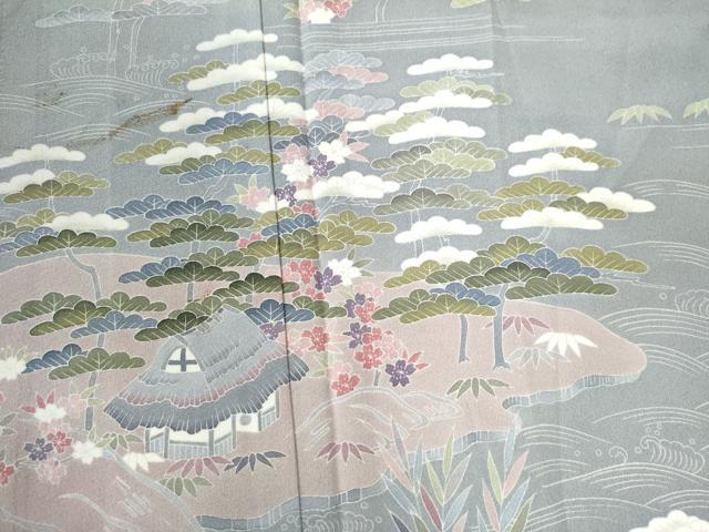 平和屋着物●訪問着 友禅 作家物 浜松風景文 暈し染め 正絹 逸品 CAAW7463yc