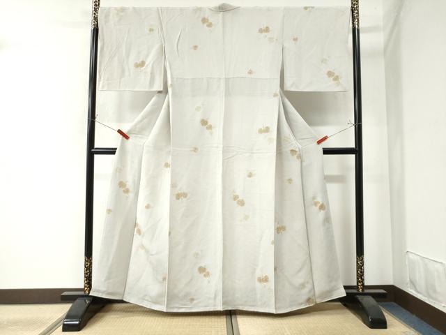 平和屋着物●上質な小紋　葵　草花文　灰青色地　正絹　逸品　CAAW7468yc