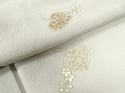 平和屋着物●上質な小紋　葵　草花文　灰青色地　正絹　逸品　CAAW7468yc
