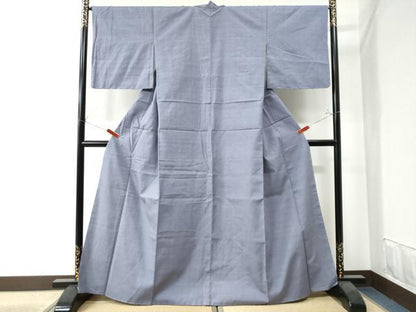 平和屋着物●結城紬　色無地　藤鼠色　正絹　逸品　未使用　CAAW7470yc