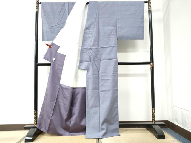 平和屋着物●結城紬　色無地　藤鼠色　正絹　逸品　未使用　CAAW7470yc