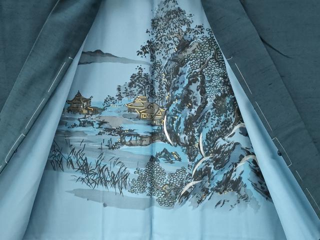 平和屋着物●男性　紬　アンサンブル　色無地　留紺色　正絹　逸品　未使用　CAAW7498yc