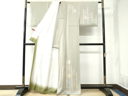 平和屋着物●訪問着　絞り　菱吉祥文　正絹　逸品　CAAW7504yc