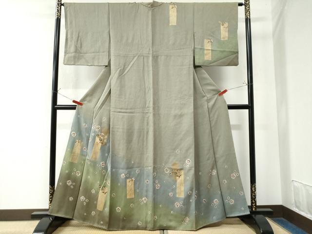 平和屋着物●訪問着 辻が花 手描き 刺繍 暈し染め 金糸 正絹 逸品 CAAW7513yc