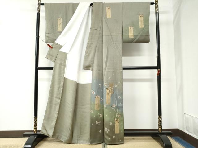 平和屋着物●訪問着 辻が花 手描き 刺繍 暈し染め 金糸 正絹 逸品 CAAW7513yc
