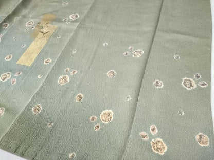 平和屋着物●訪問着 辻が花 手描き 刺繍 暈し染め 金糸 正絹 逸品 CAAW7513yc