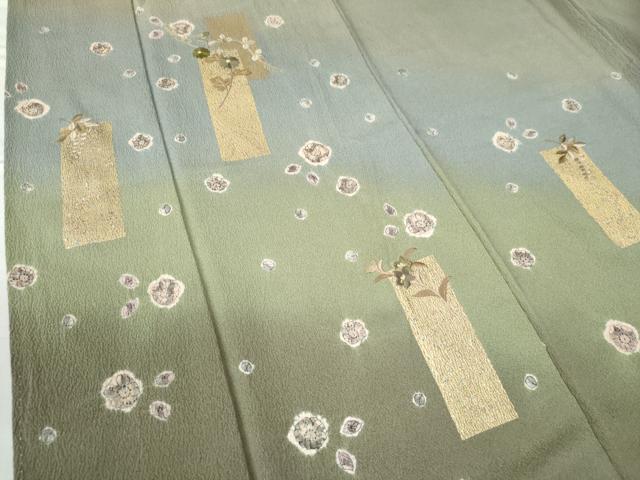 平和屋着物●訪問着 辻が花 手描き 刺繍 暈し染め 金糸 正絹 逸品 CAAW7513yc