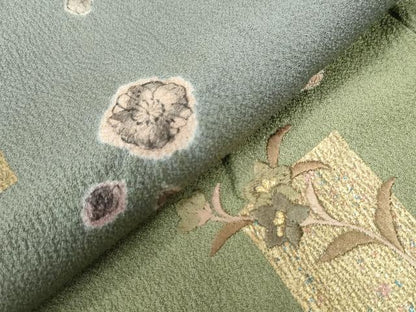 平和屋着物●訪問着 辻が花 手描き 刺繍 暈し染め 金糸 正絹 逸品 CAAW7513yc