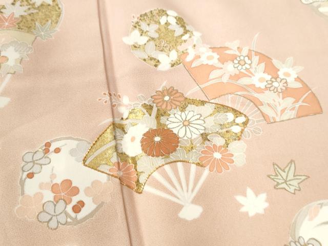 平和屋着物●訪問着　駒刺繍　扇面地紙流水花文　暈し染め　金彩　正絹　逸品　CAAW7517yc