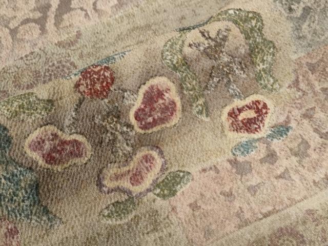 平和屋着物●上質な小紋　霞吉祥草花文　鬼しぼ縮緬　正絹　逸品　未使用　CAAW7519yc