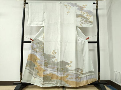 平和屋着物●訪問着 絞り 道長枝花文 金銀彩 正絹 逸品 CAAW7530yc