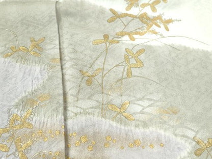 平和屋着物●訪問着 絞り 道長枝花文 金銀彩 正絹 逸品 CAAW7530yc