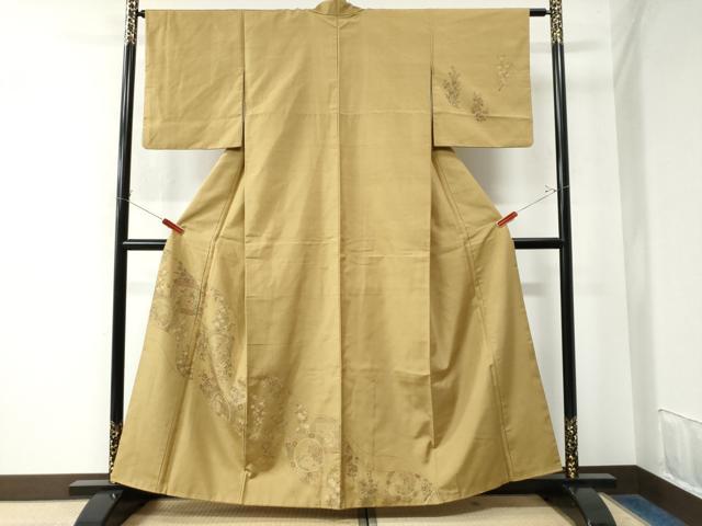平和屋着物●京の名門・菱屋六右ェ門 紬 訪問着 道長吉祥草花文 正絹 逸品 CAAW7532yc